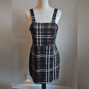 Eclipse Black and Brown Plaid Mini Dress